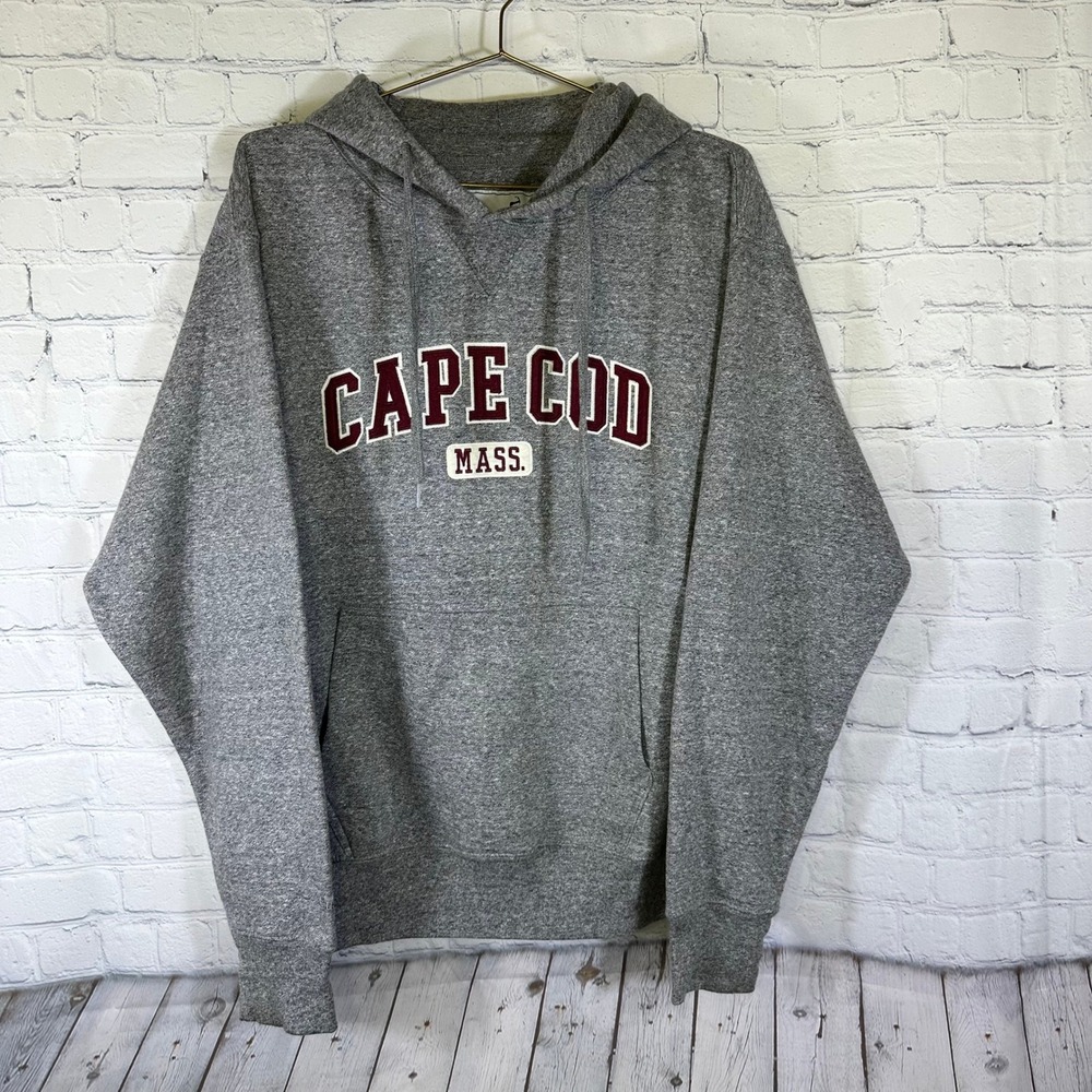 Cuffys of Cape Cod Mens Gray Graphic Hoodie Sweatshirt Medium Massachusetts